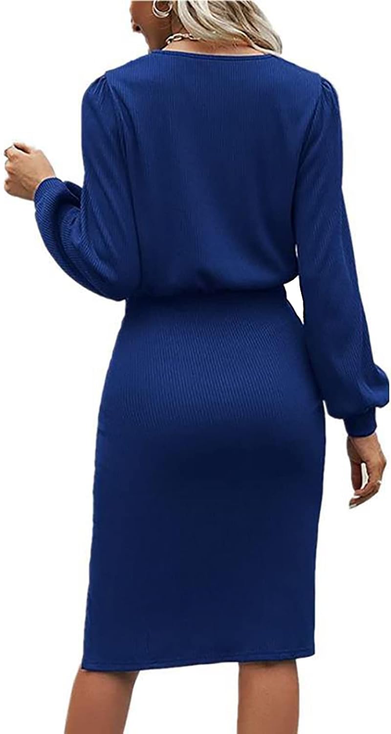 woobles Dress, womens high waist comfortable dress, solid color, breathable lantern sleeve for the night M - Image 2